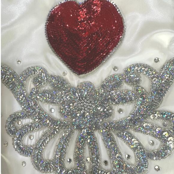 VTG Handmade Cupid Fairy Embellished Rhinestone Fur Top w/Wings Costume Girls XL - Picture 7 of 16